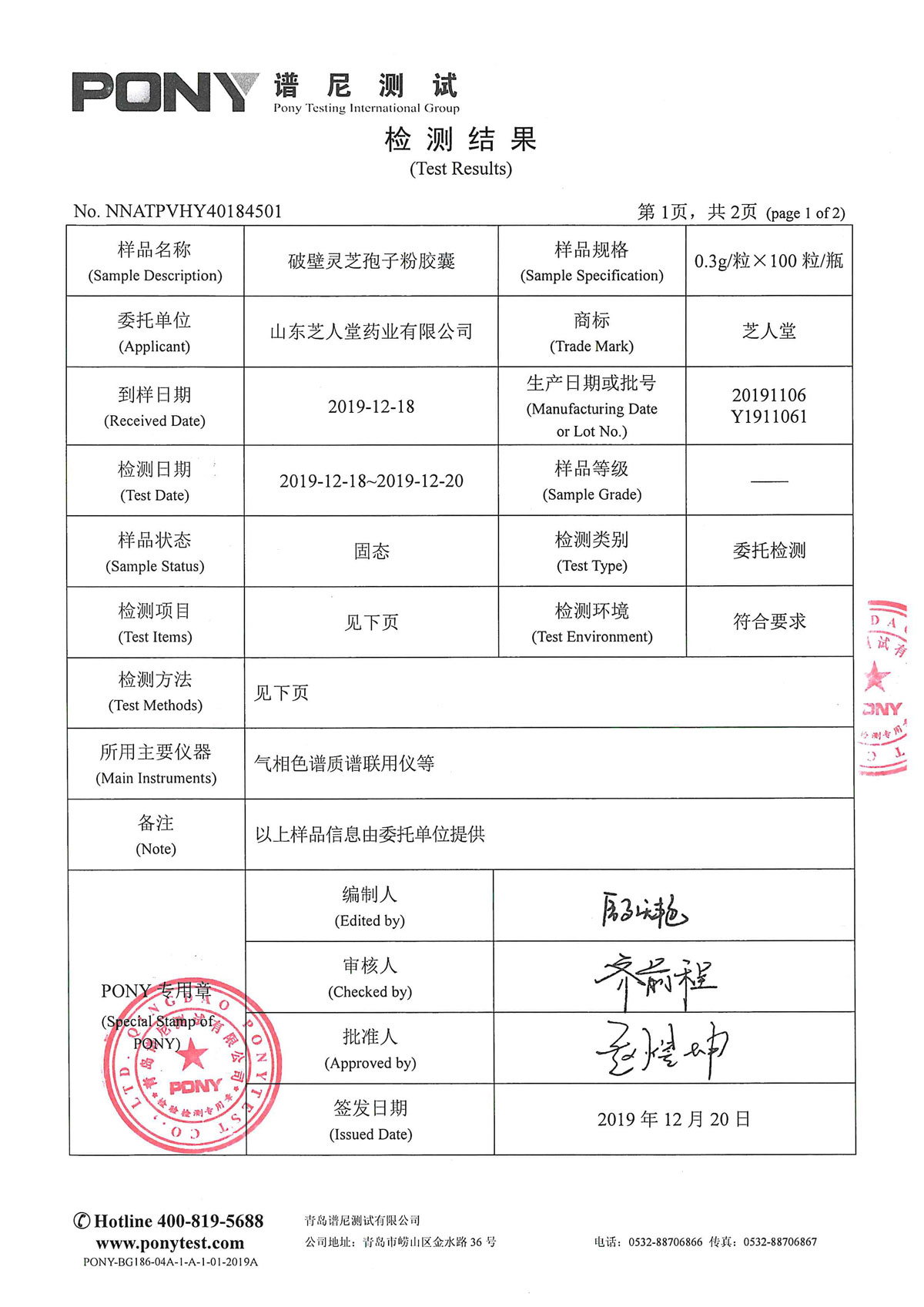 檢測報告test report